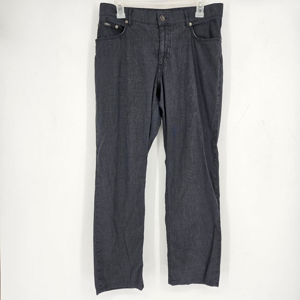 Brax Cooper Pants Mens 33 x 32 Black Regular Fit Casual Preppy Stretch Straight